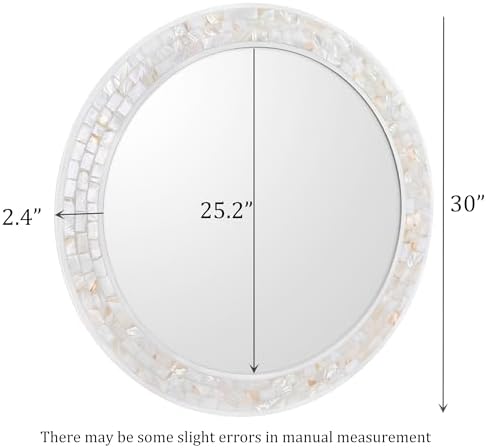 30 Inch Round Wall Mirror with White Frame - Image 3