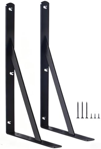 2 Pack L12 x H 8" Black Heavy Duty Shelf Brackets by MHMYDZ