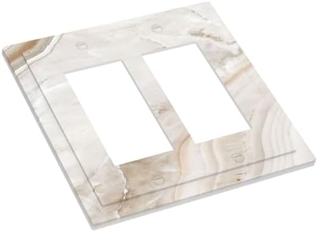 Decorative Outlet Covers Beige Marble Pattern 2 Gang Double GFCI Rocker - Image 3