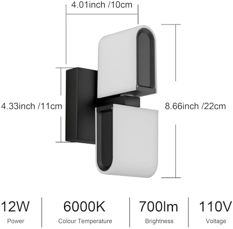 Aipsun Black Wall Sconces Hardwired Modern LED Sconces Wall Lighting Indoor - Image 5