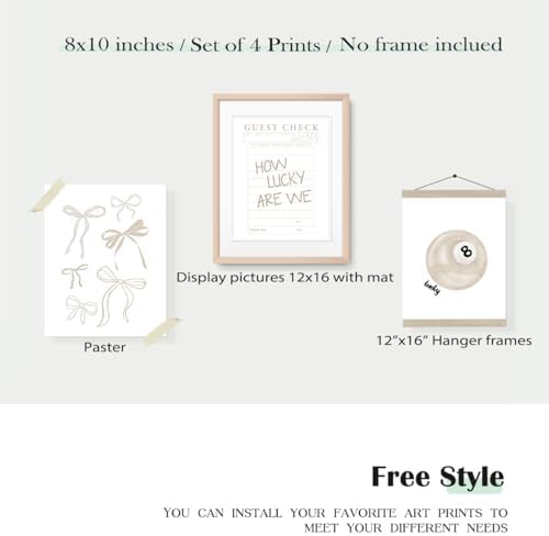 XYDEG Beige Coquette Trendy Preppy Wall Art Posters Prints Set of 4, Coquette - Image 3