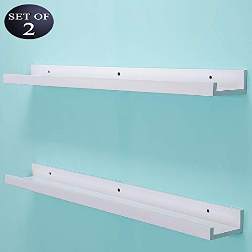 AZSKY 48 Inch Picture Ledge Shelf Floating Shelves Wall Mounted Set of 2 White - Image 6