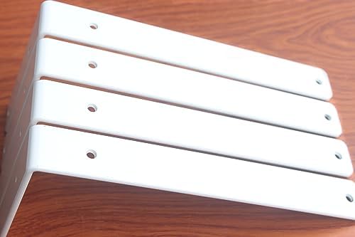 8 Pack - L 11" x H 6" x W1.5, 5mm Thick White L Shelf Bracket, Iron Shelf - Image 4