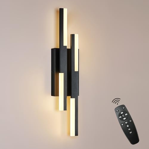 Benkut Modern LED Wall Sconce Black Remote Wall Light Fixtures by Benkut