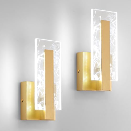 Modern LED Wall Sconces Set of 2, Hardwired Acrylic Wall Light Lighting by Unknown