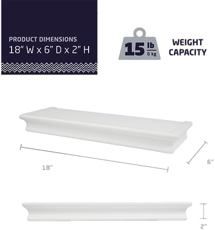 High & Mighty Floating Shelf, 18in x 6in x 2in, 1 Pack - Image 3