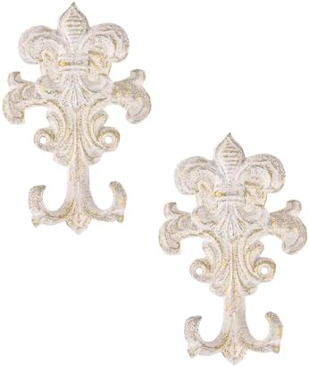 Sungmor Cast Iron Wall Hooks, 2 Pack Antique White Coat Hooks by Sungmor
