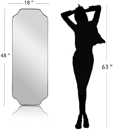ANDY STAR 18" x 48" Full Length Wall Mirror, Large Brushed Nickel Bathroom - Image 2
