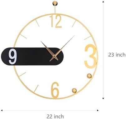 Large Wall Clock 24" Round Battery Operated Modern Golden Wall Clocks - Image 4