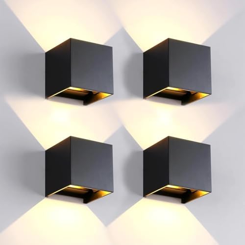 Mille Lucciole 12W 4Pack Outdoor Wall Lights Exterior/Interior, LED Black by MilleLucciole