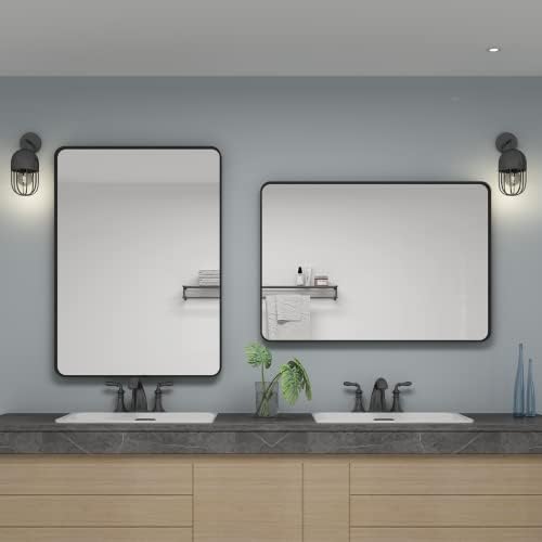 24x36 Inch Black Framed Bathroom Mirror - Image 6