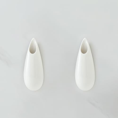 White Ceramic Wall Vases, 5.9 Inch, Teardrop Design by GDSZJLJ