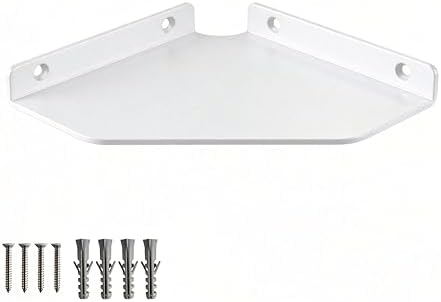 8 Inch White Floating Corner Shelf Wall Mounted, Triangle Wall Shelf by YUjieSTC
