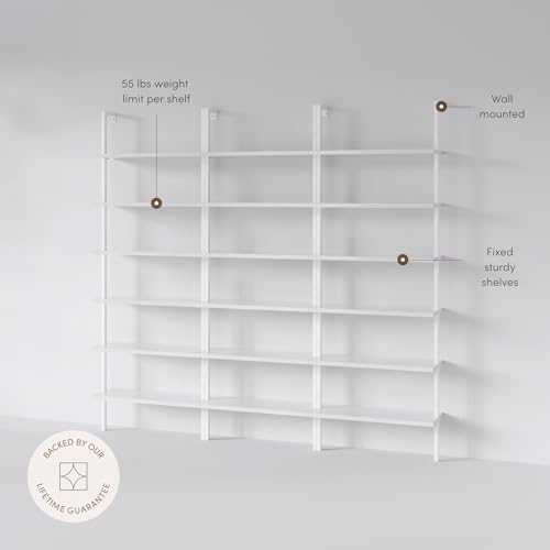 Nathan James Theo 6-Shelf Tall Modern Bookshelf, Wall Mount Ladder Shelf - Image 4