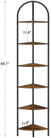 Homhedy 6-Tier Arched Corner Shelf Stand, Wall Corner Bookshelf - Image 3