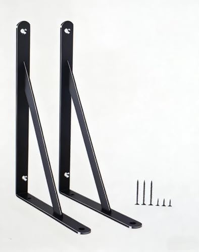 2 Pack L5 x H 3" Black Heavy Duty Shelf Brackets by MHMYDZ