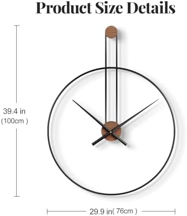 Cuspin 30 Inch Large Wall Clock, Modern Black Metal Clocks - Image 6