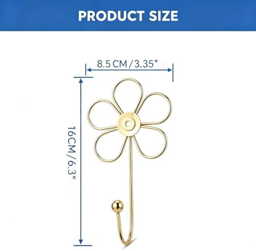4 Pcs Heavy Duty Decorative Wall Hooks, Creative Flower Shaped Wall Mounted Hook - Image 2