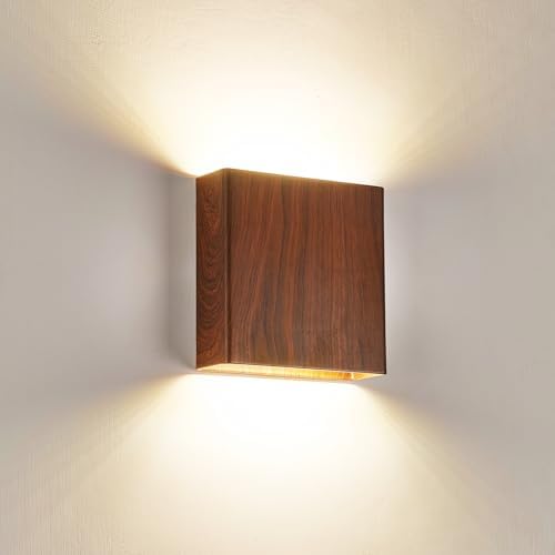 Walnut Wood Grain Up & Down Modern Indoor Outdoor LED Wall Sconce by Unknown