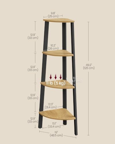 VASAGLE 4-Tier Corner Shelf Stand, Modern Ladder Shelf - Image 6