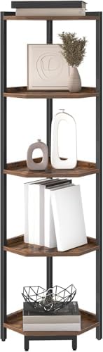 Hzuaneri Corner Shelf Stand 5-Tier Corner Bookshelf Storage Standing Shelf - Image 7
