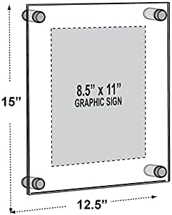 Azar Displays 105514-BLK Acrylic Floating Double Panel Wall Frame, 8.5" x11" - Image 2