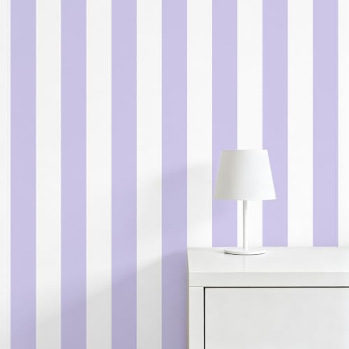 Purple and White Striped Wallpaper Peel and Stick Wallpaper Self-Adhesive by Qianglive