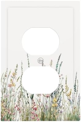 Outlet Covers Boho Wildflower Green Leaves Rustic Floral Botanical 1 Gang by Lightswitchcovers