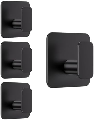 Aikzik Black Hooks for Hanging Heavy Duty, Adhesive Hooks for Shower, by Aikzik