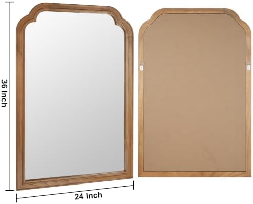 Wood Framed Bathroom Mirror for Wall 36"x24" Rustic Decorative Mirror - Image 3