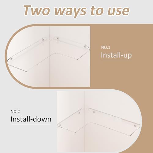 Sezanrpt 8x11.8 Inch Clear Corner Shelf Wall Mount Set of 4, Acrylic Corner - Image 6