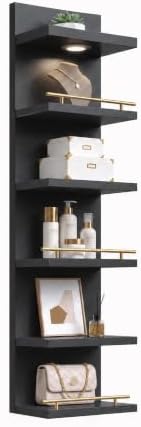 REIBII 6 Tier Wall Shelf Unit, LED Light by REIBII