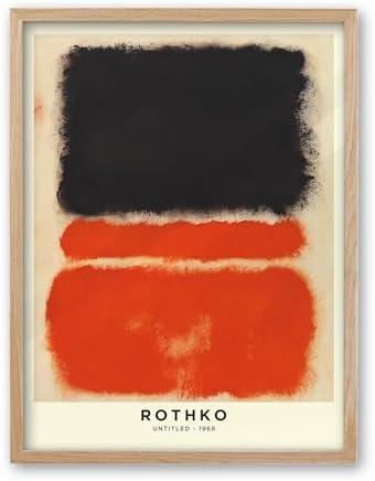 iHery 16x20in Natural OAK Wood Framed Black Orange Abstract Wall Art by iHery