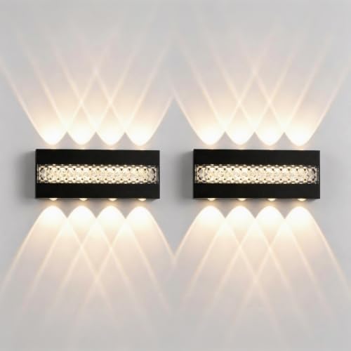 2 Pack LED Wall Sconce, 3000K Warm White IP65 by MODOAO
