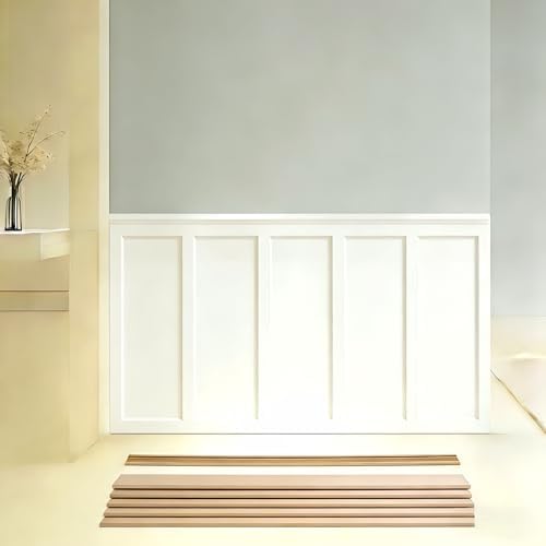 94.5 x 54 Inch MDF Premade Board and Batten Paintable Wainscoting Kit by YAZOHFEY