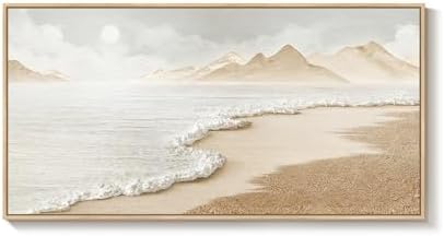 Framed Boho Beach Ocean Wall Art, Horizontal Coastal Decor, 20x40 Inch by Cuspin