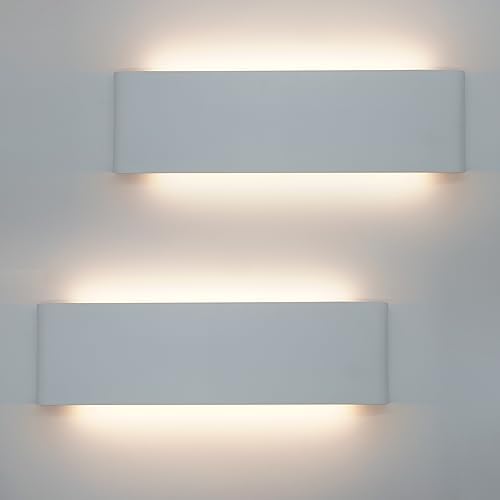 KICAAO 15.7in White Modern Wall Sconce 2-Pack, 16W Warm Light 3000K by KICAAO