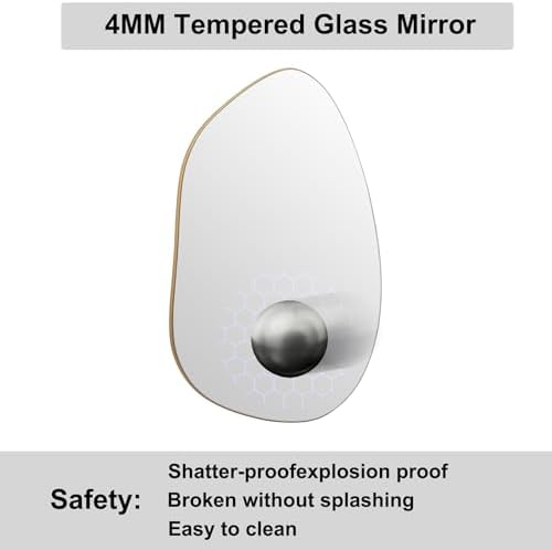 Irregular Asymmetrical Wall Mirror, 28x20 Inch Gold Bathroom Mirror - Image 6