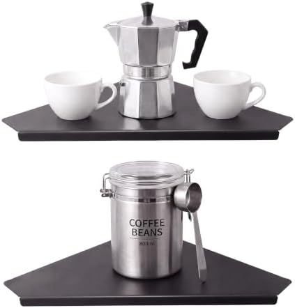 12" Black Large Corner Floating Shelf Wall Mounted, Metal 2 Pcs by DIZENDAMAI