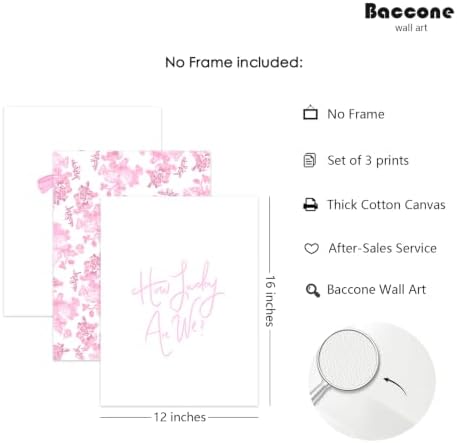 Pink Bow Floral Wall Art Preppy Canvas Room Decor How Lucky Are We Wall Art - Image 2