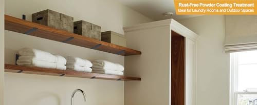 6 Pack - L 10" x H 6" x W1.5, 5mm Thick Black L Shelf Bracket, Iron Shelf - Image 7