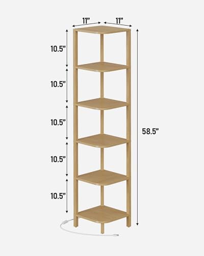 TUTOTAK Corner Shelf with LED Light, 6-Tier Corner Bookshelf - Image 2