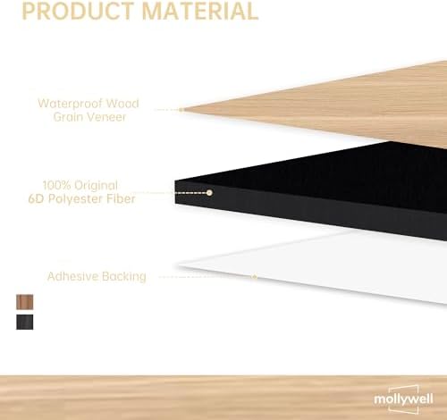 Mollywell Acoustic Wall Panels, Natural Oak, 8 Pack, 23.6x23.6 in - Image 3