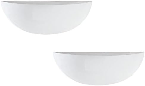 MyGift White Ceramic Wall Planters Half Bowl Hanging Vase Set of 2 - Image 2