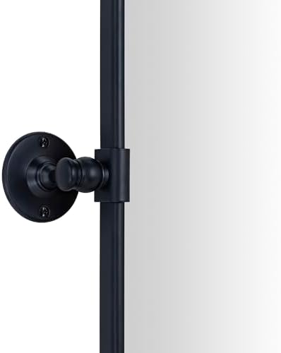 Farmhouse Pivot Rectangle Bathroom Mirror Matt Black Metal Framed Tilting - Image 6