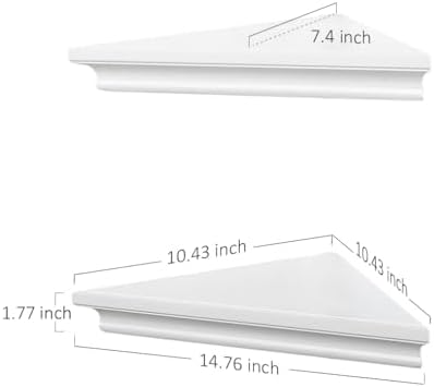 AHDECOR White Corner Shelves, Stylish Wall Mounted Corner Shelf - Image 3