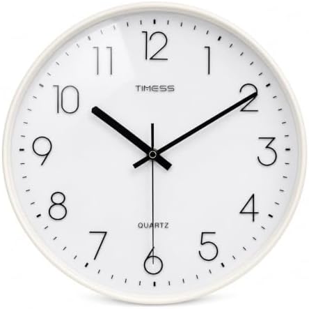 TIMESS 12 Inch Silent Wall Clock，High-Precision Analog Clock，White by TIMESS