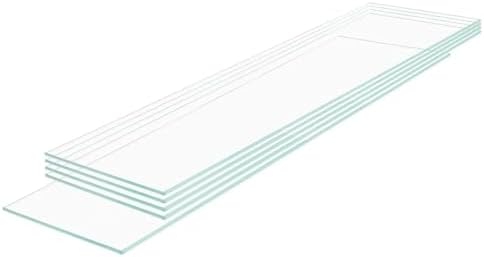 12" W x 24" L - 5 PCS Rectangle Tempered Glass Shelf Set, Glass Shelves of Wall by Unknown