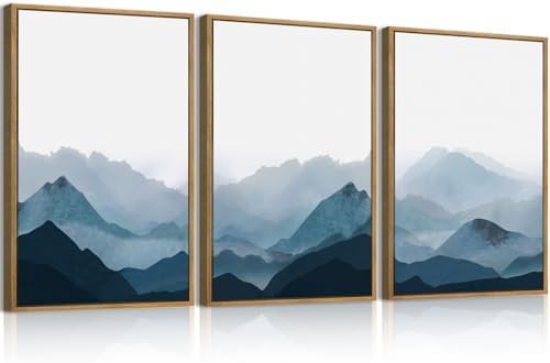 BINCUE Framed Blue Mountain Wall Decor Fog Blue Ridge Mountains Wall Art by BINCUE