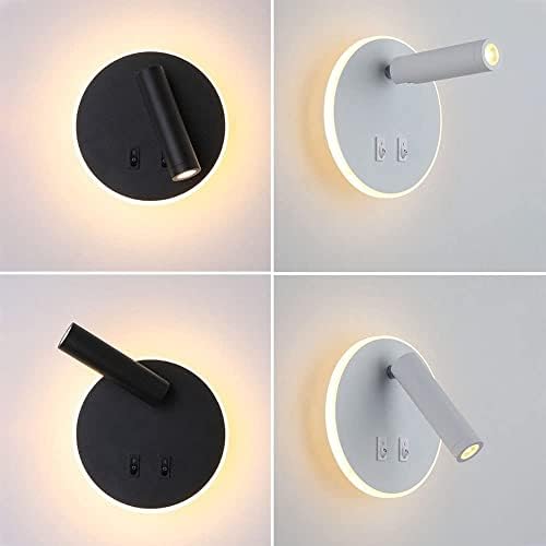 8W LED Wall Lights with 3W Accent Reading Light?Round Wall Wash Lamp with - Image 3